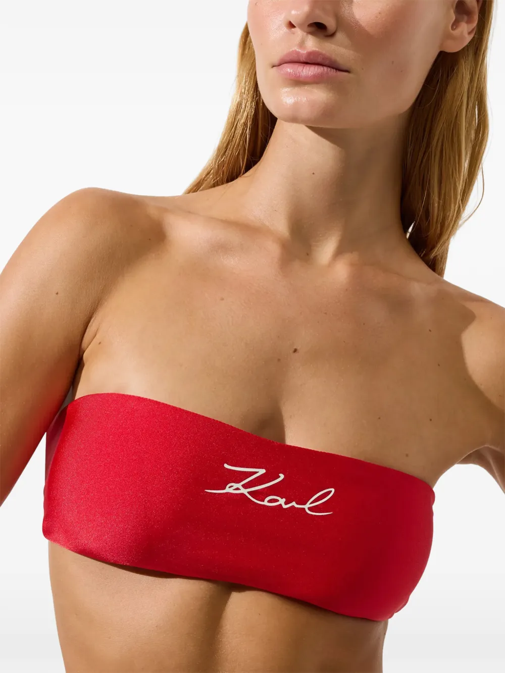 Karl Lagerfeld Signature bandeau bikini set Rood