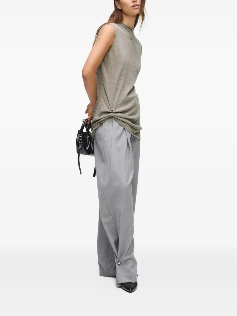 Karl Lagerfeld gathered high-neck top Grijs