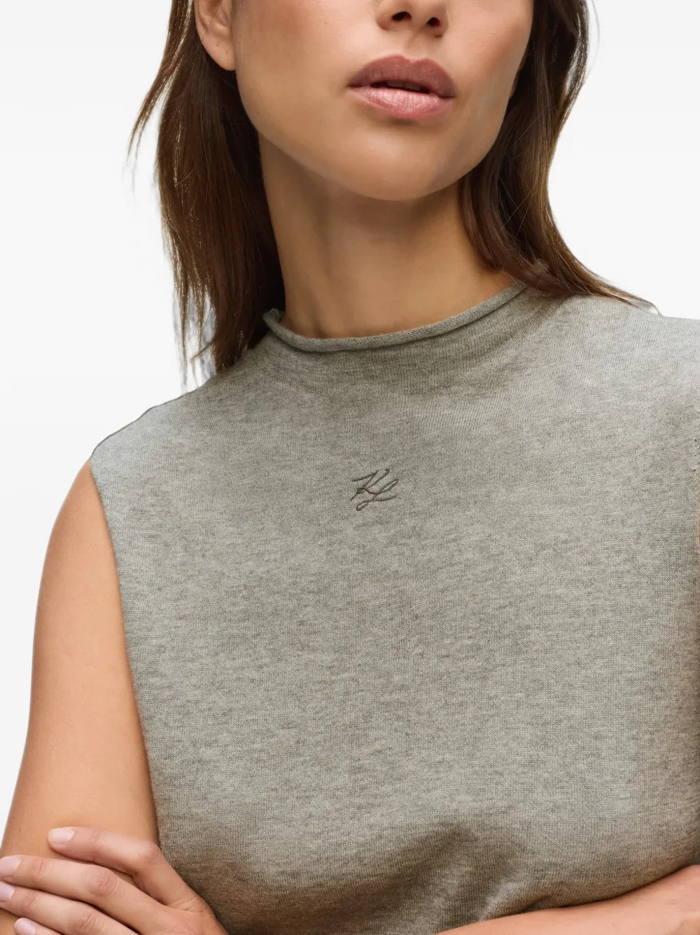 Karl Lagerfeld gathered high-neck top Grijs