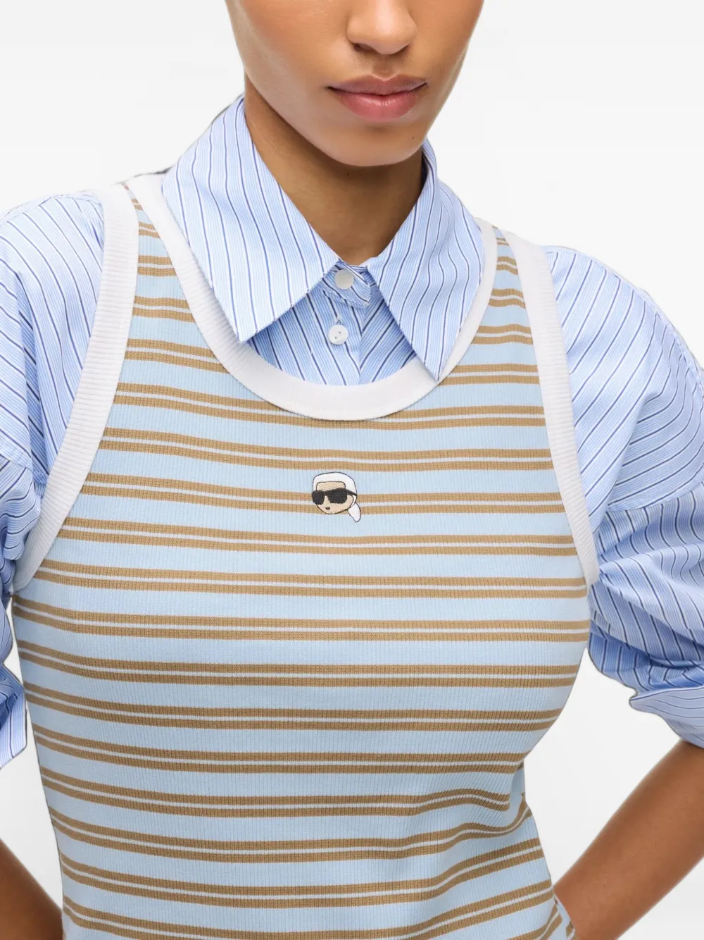 Karl Lagerfeld Ikon striped tank top Blauw