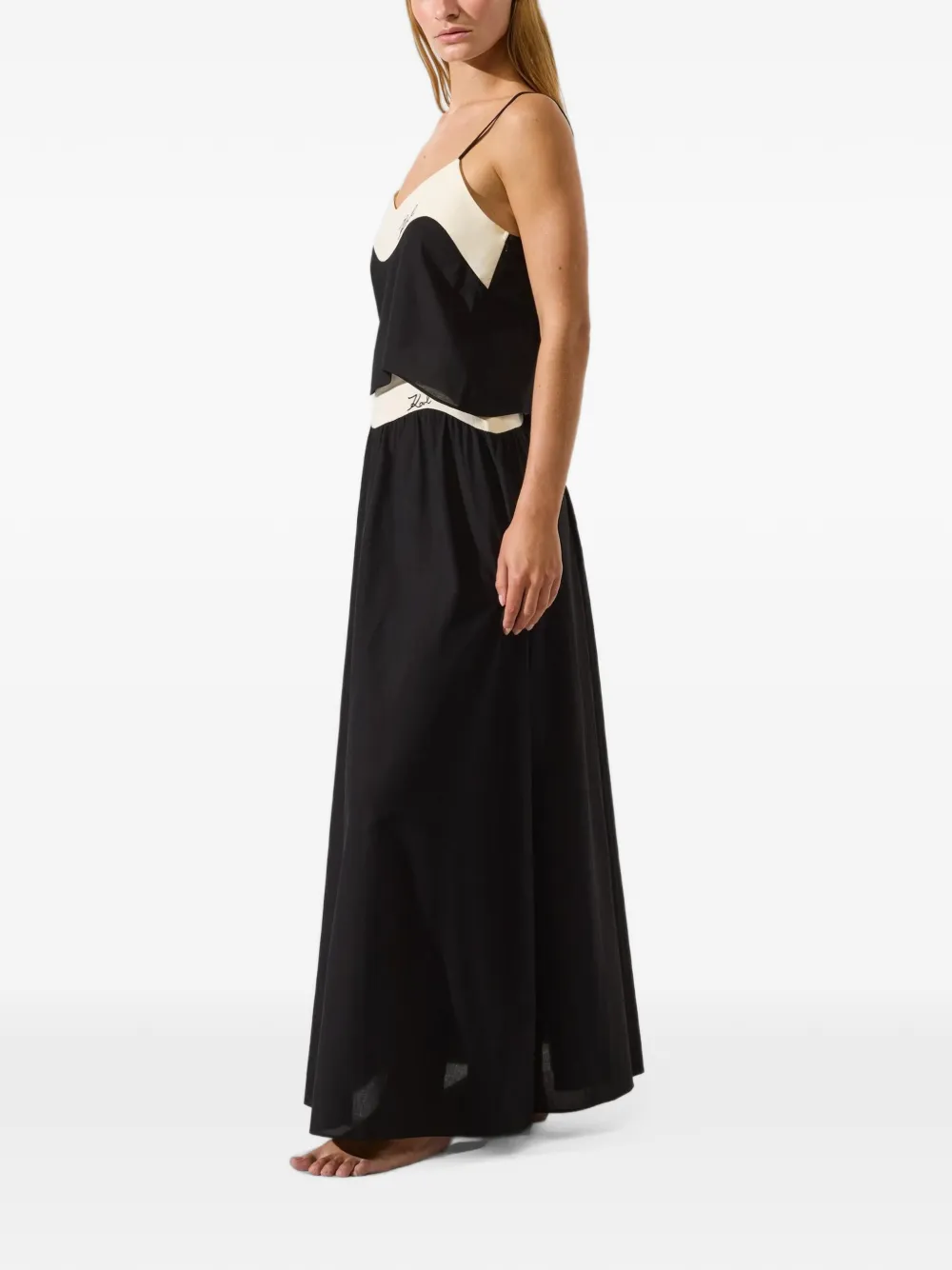 Karl Lagerfeld embroidered-logo maxi skirt Zwart