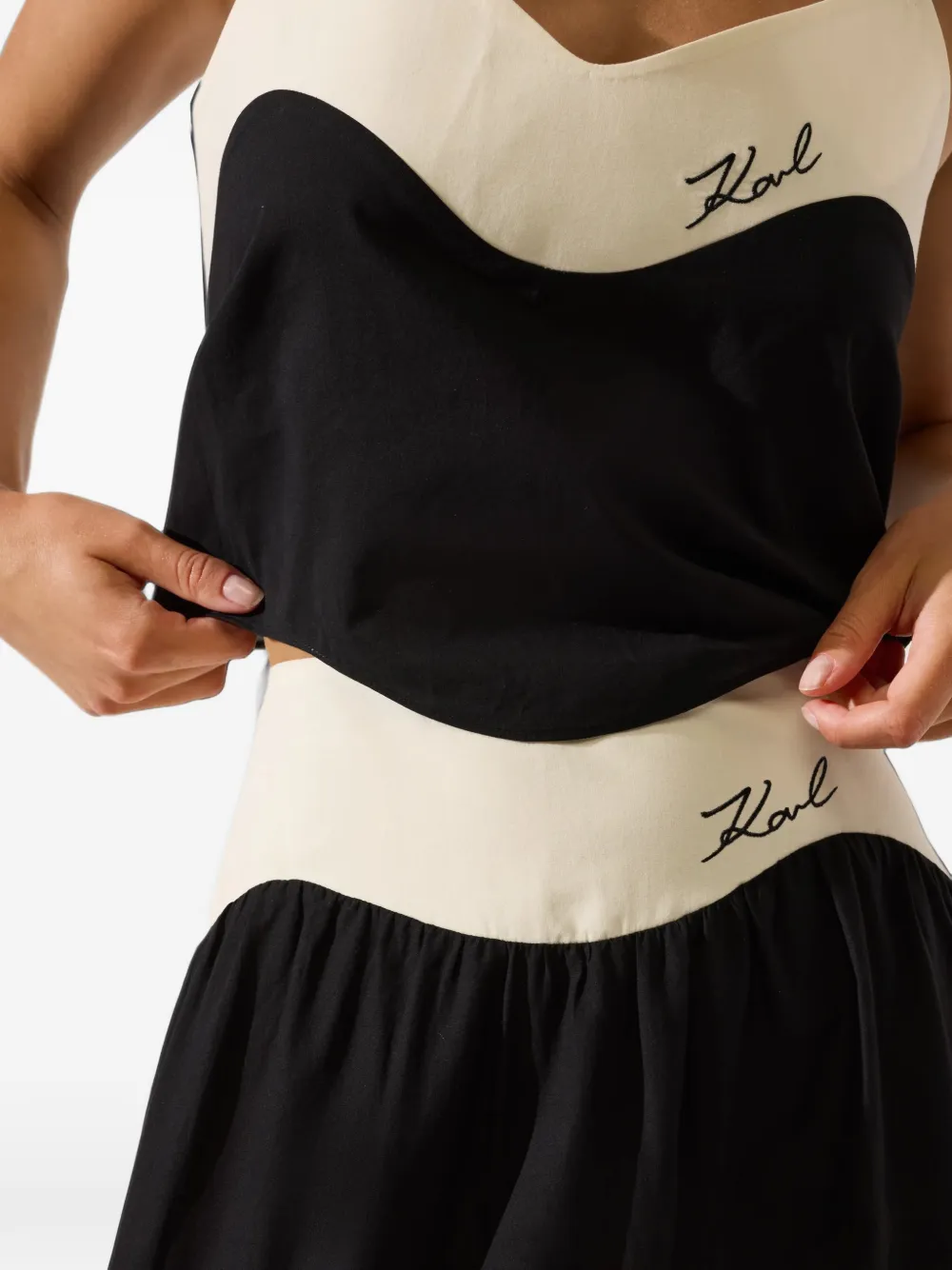 Karl Lagerfeld embroidered-logo maxi skirt Zwart