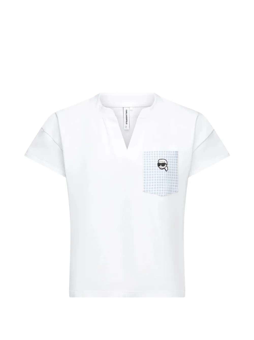 Karl Lagerfeld Ikon gingham-pocket pyjama T-shirt - Weiß