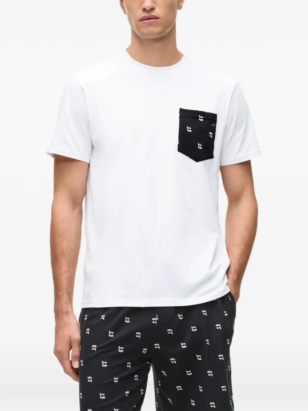 Karl Lagerfeld Ikon pocket sleep T-shirt Wit
