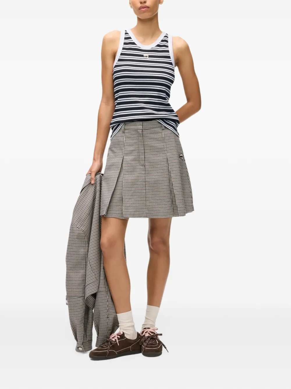 Karl Lagerfeld Ikon striped tank top Zwart