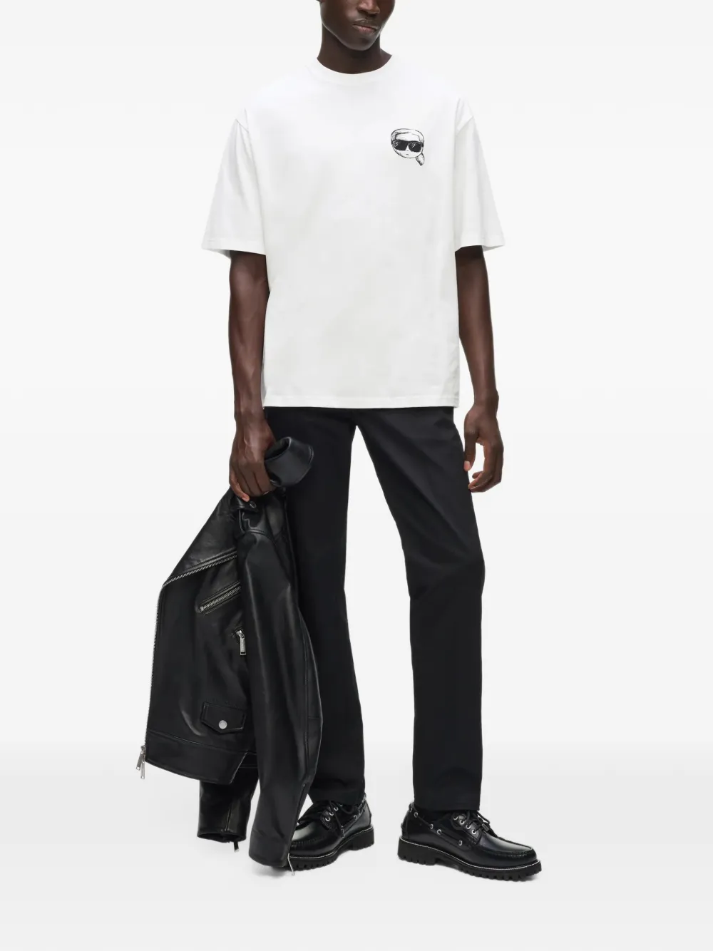 Karl Lagerfeld Ikon-sketch round-neck T-shirt Wit