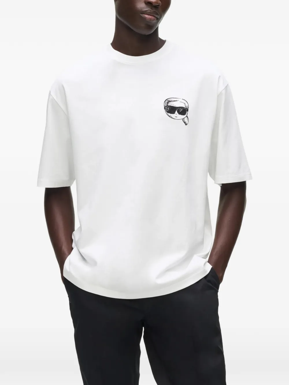 Karl Lagerfeld Ikon-sketch round-neck T-shirt Wit