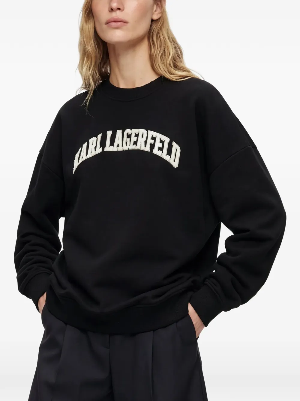 Karl Lagerfeld logo-embroidered sweatshirt Zwart
