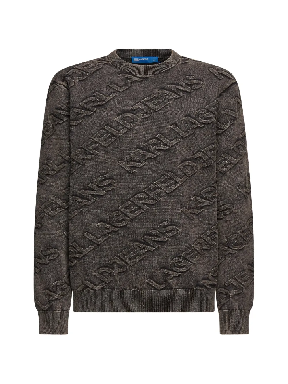 Karl Lagerfeld Jeans acid-wash logo-embossed sweater Zwart