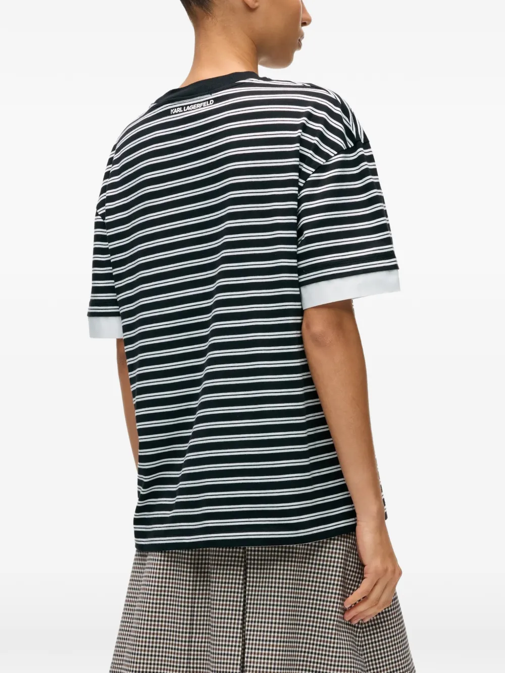Karl Lagerfeld Ikon striped T-shirt Zwart
