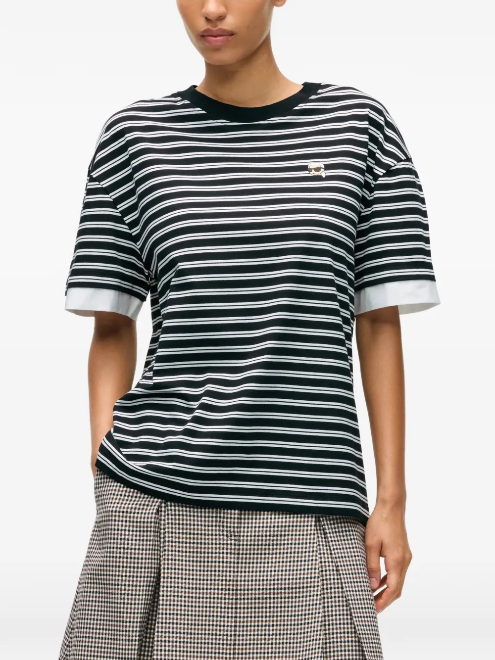Karl Lagerfeld Ikon striped T-shirt Zwart