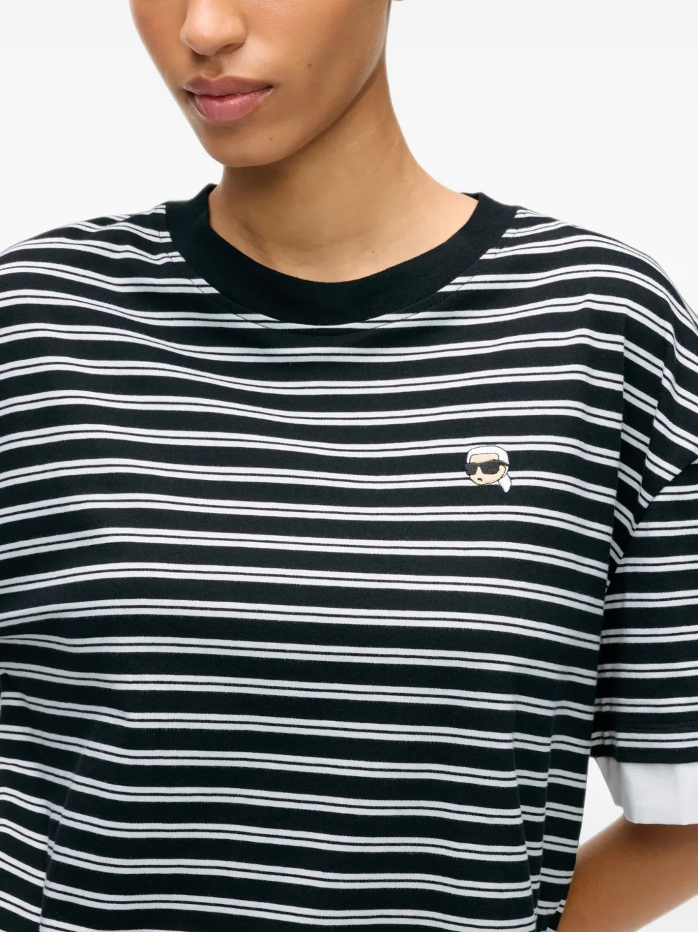 Karl Lagerfeld Ikon striped T-shirt Zwart