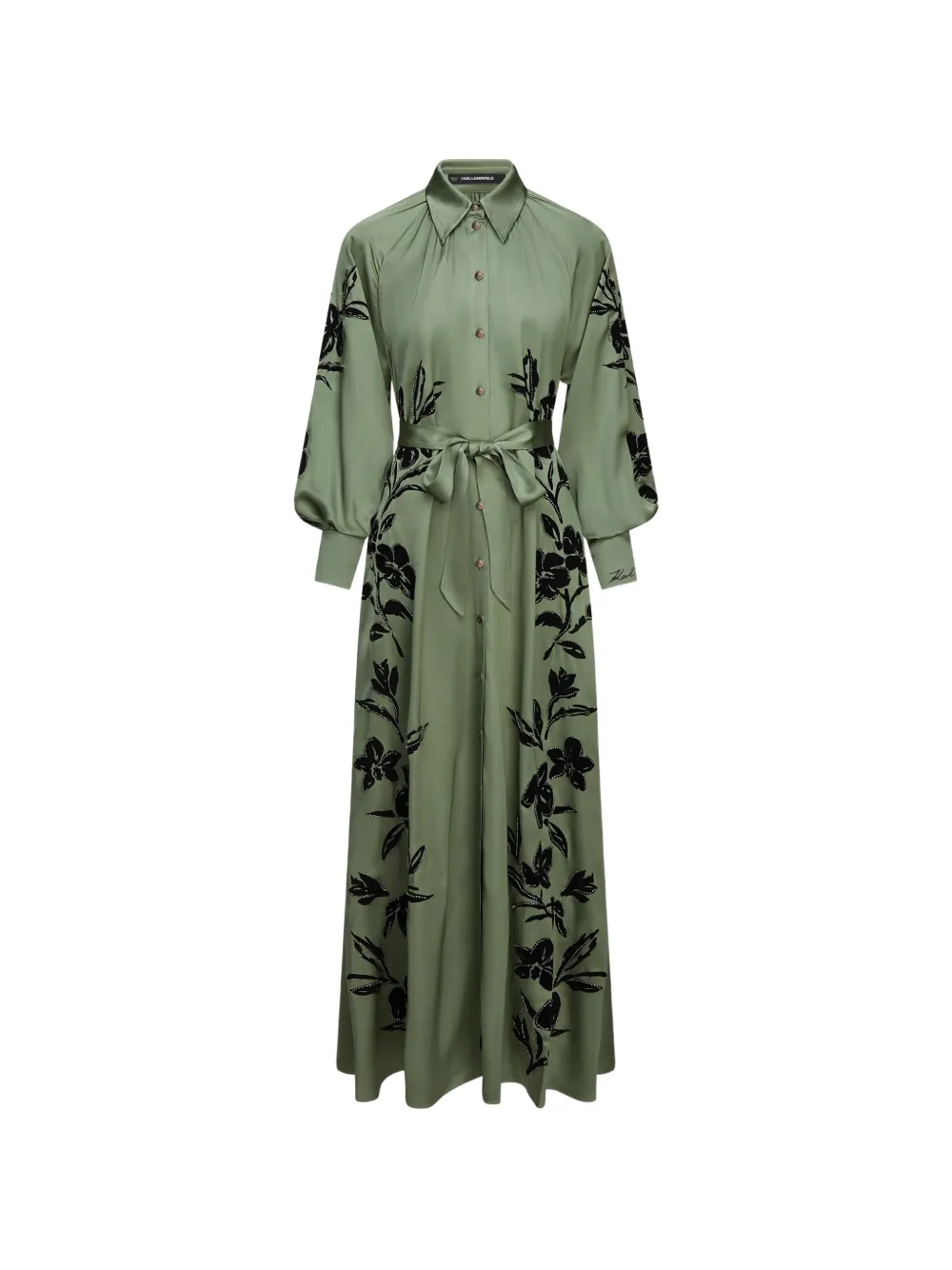 Karl Lagerfeld orchid satin shirt dress Groen