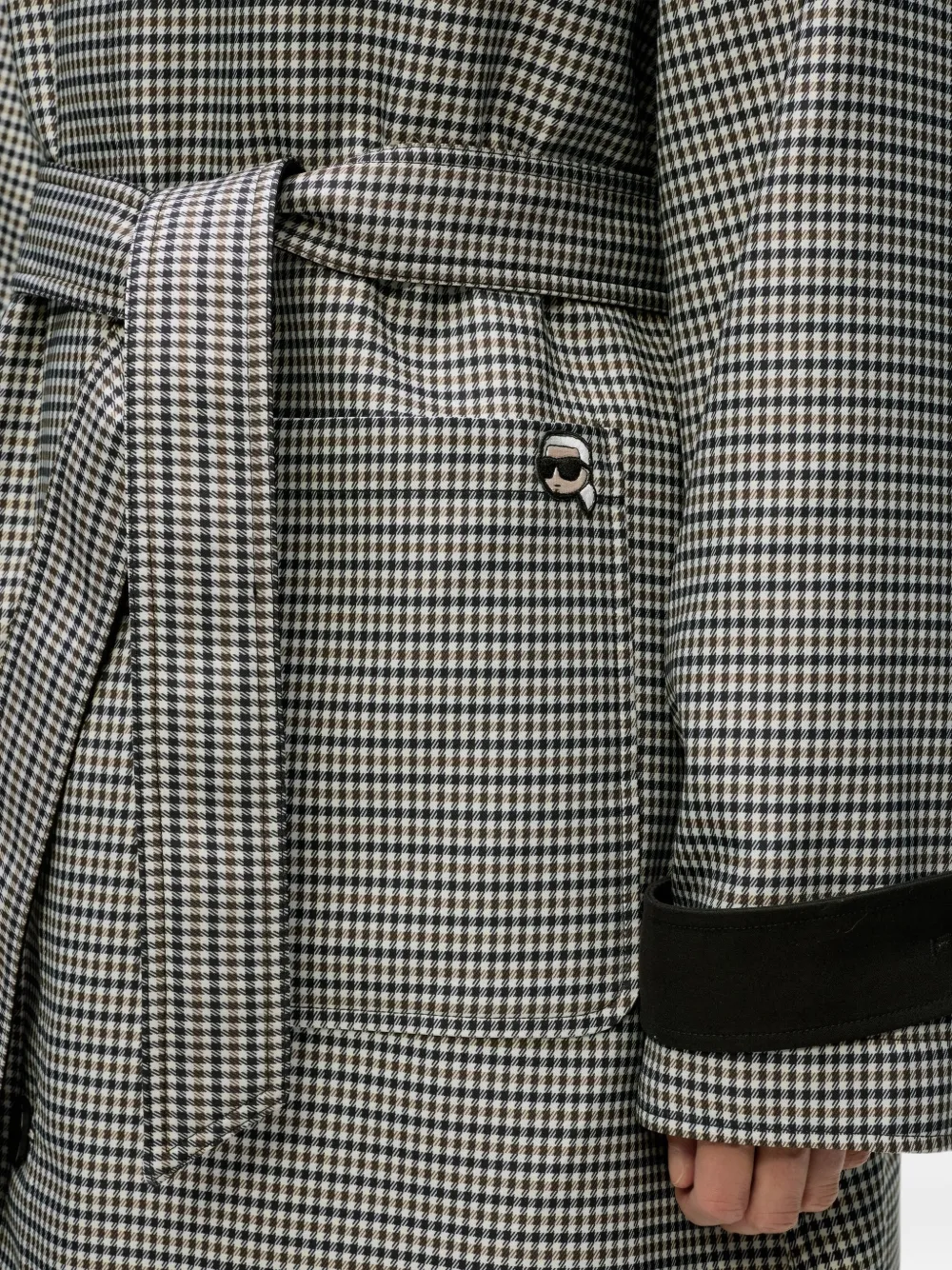 Karl Lagerfeld Ikon reversible waist-tie coat Zwart