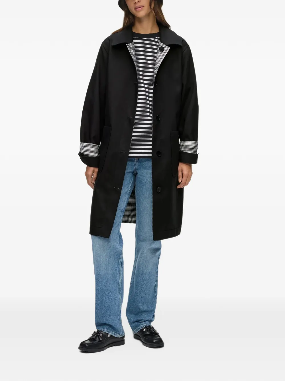 Karl Lagerfeld Ikon reversible waist-tie coat Zwart