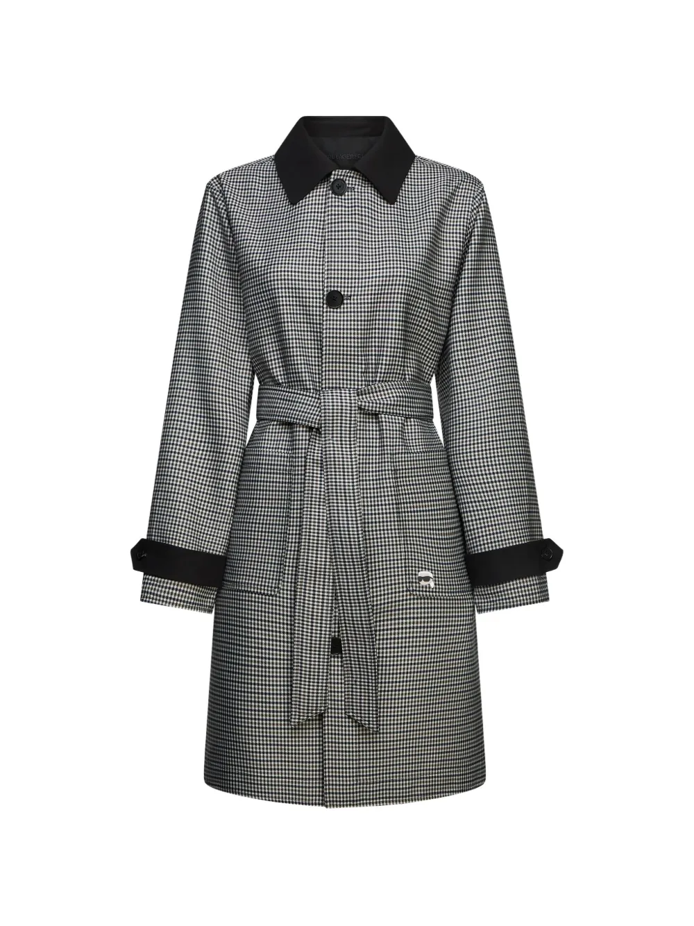 Karl Lagerfeld Ikon reversible waist-tie coat Zwart