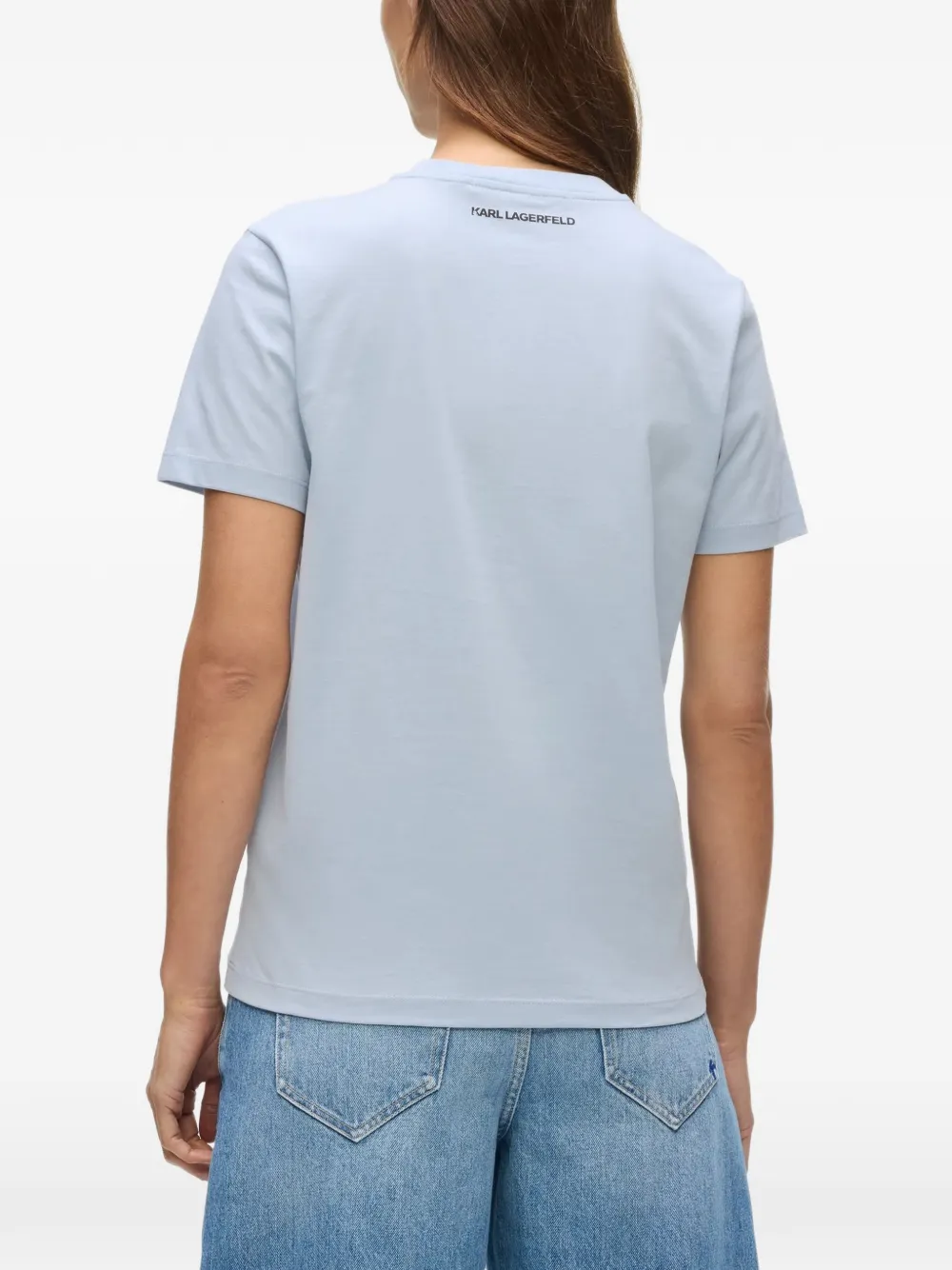 Karl Lagerfeld Ikon Karl & Choupette T-shirt Blauw