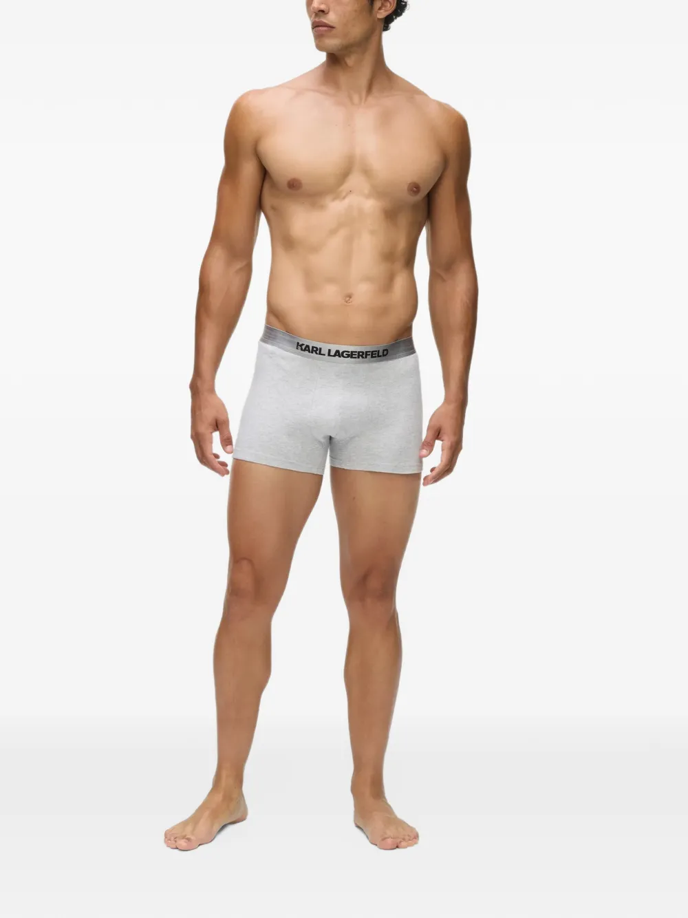 Karl Lagerfeld Drie metallic trunks met logo Blauw