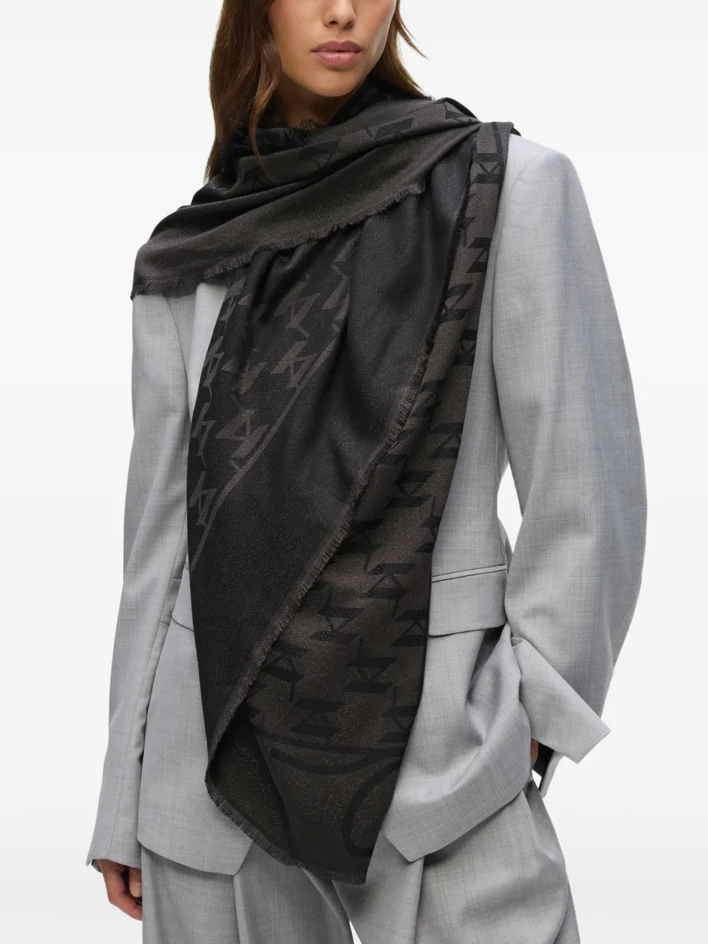 Karl Lagerfeld Ikon shimmer scarf Zwart