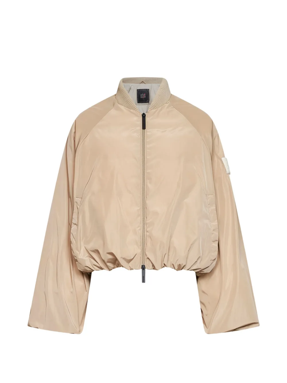 After Label Cropped Zip-up Bomber Jacket In Neutral