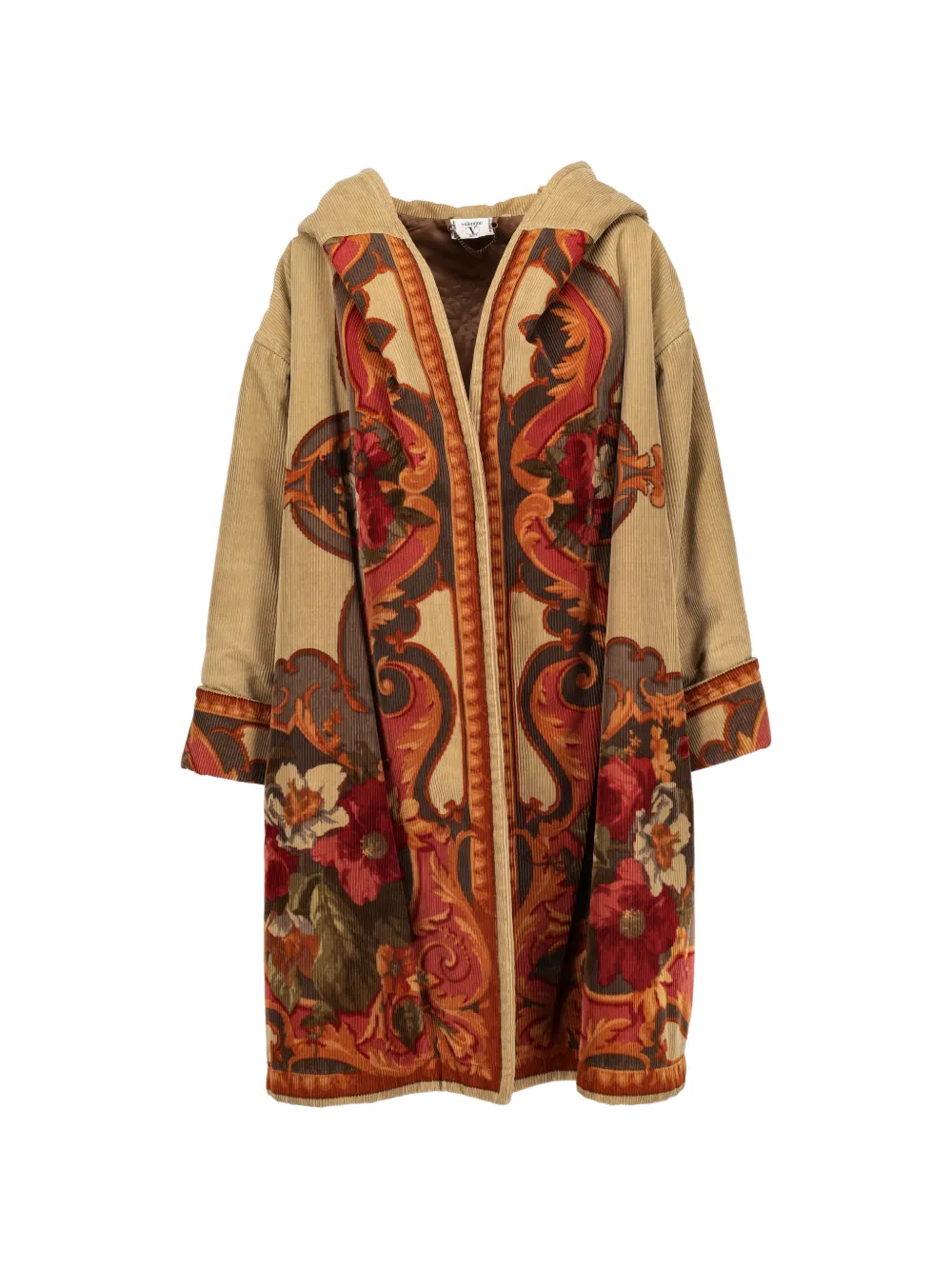 Valentino Garavani Pre-Owned floral-print hooded coat - Toni neutri