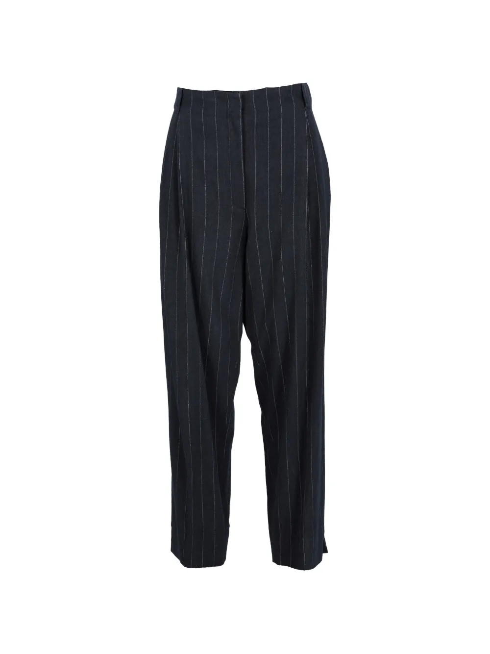 Giorgio Armani Pre-Owned pinstripe-pattern pleated straight-leg trousers - Blu