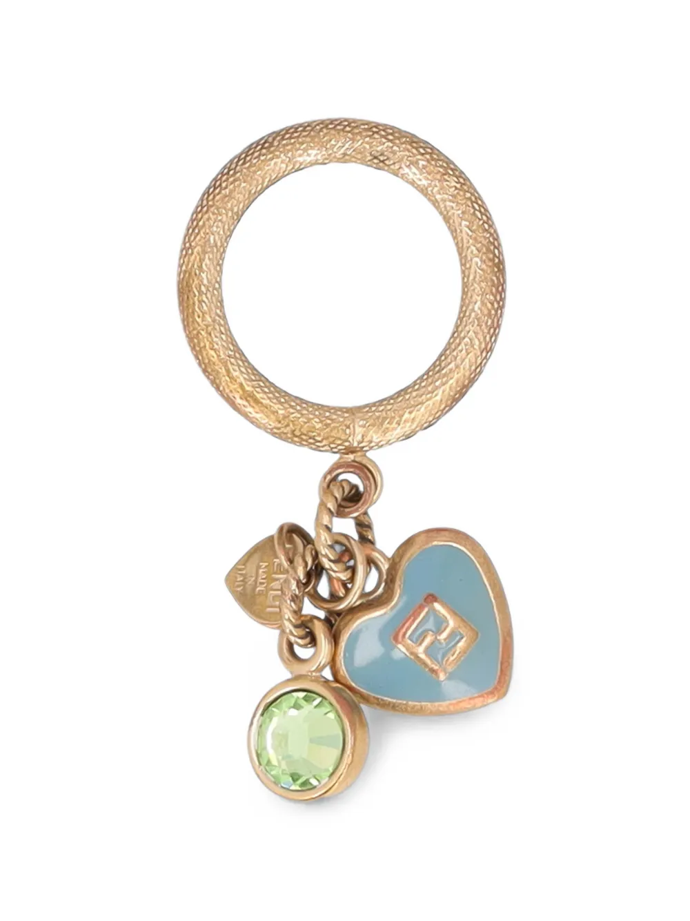 Fendi Pre-Owned FF logo heart charm ring - Oro