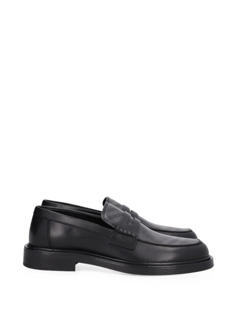 Burberry check-and-leather Pembroke loafers - Nero