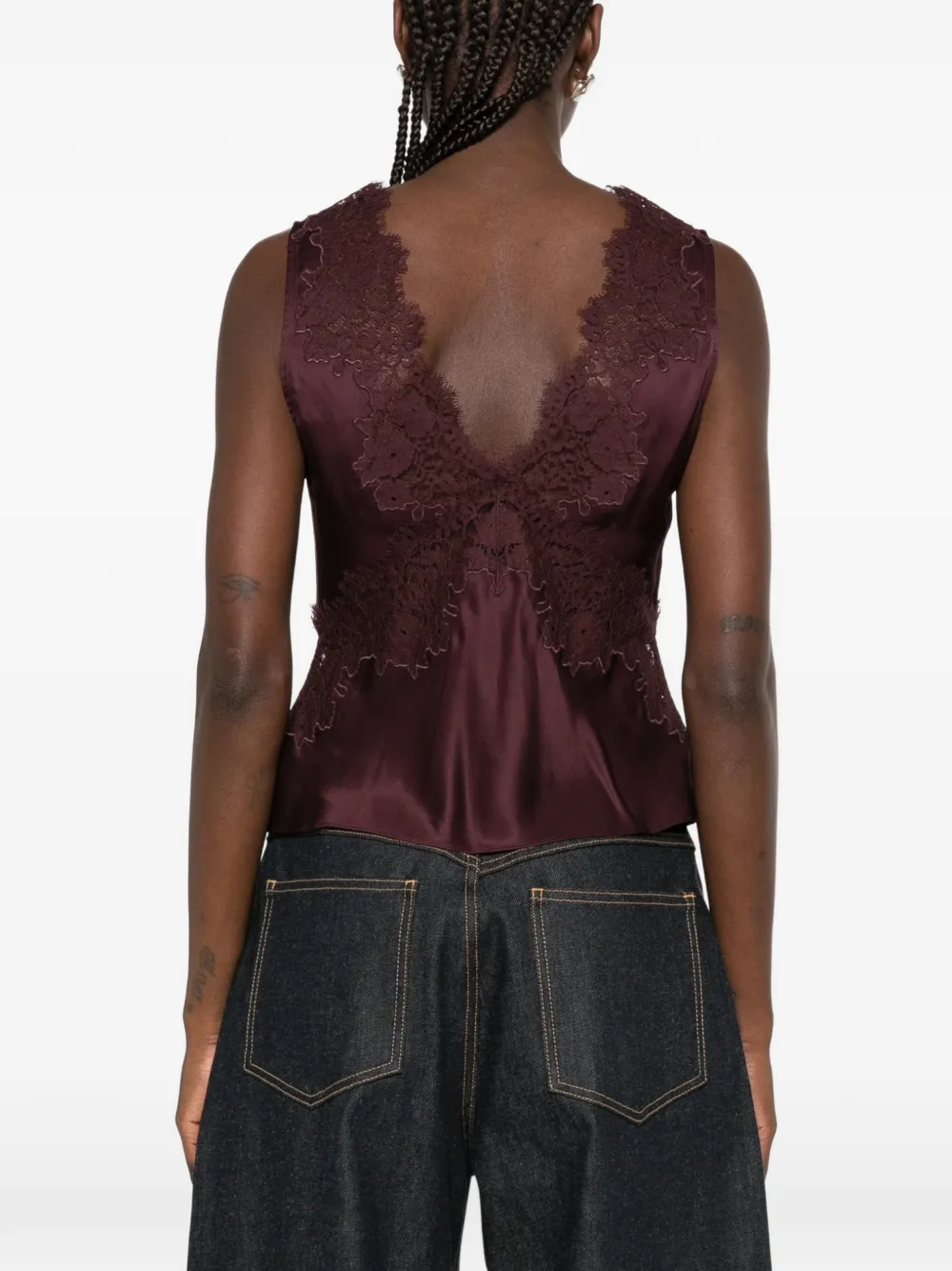 Rixo Emmie lace-trim top Rood