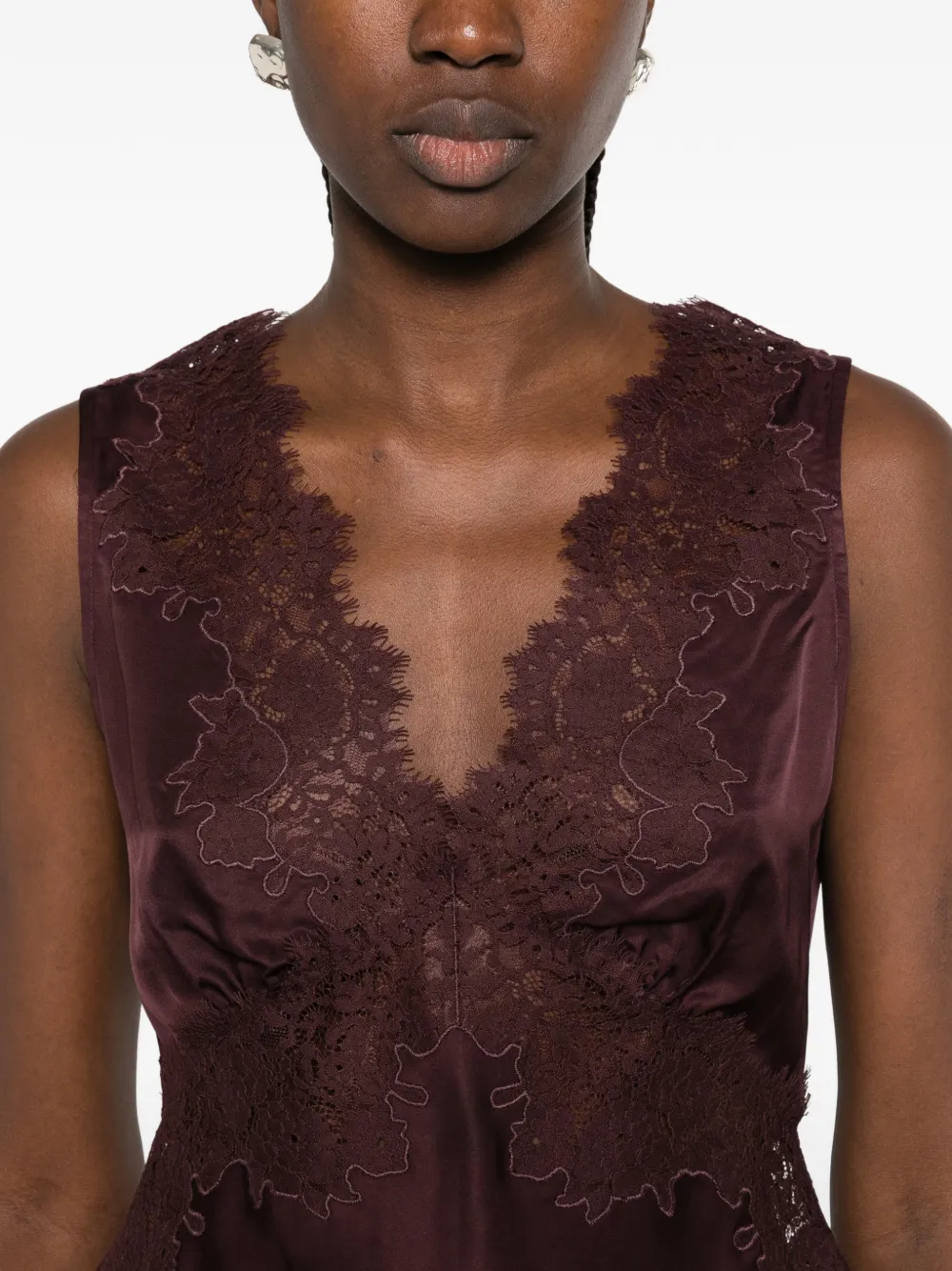 Rixo Emmie lace-trim top Rood