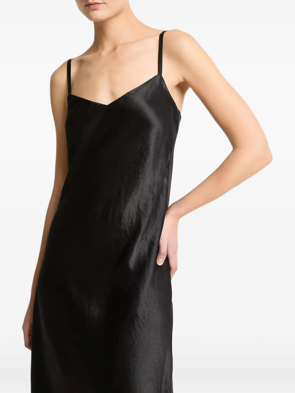 Vince V-neck satin midi dress - Nero