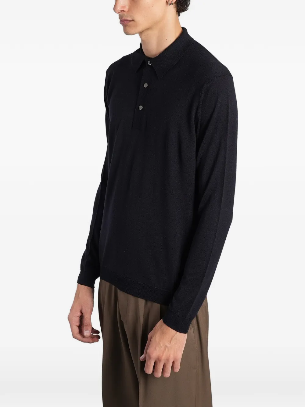 Low Brand K153 long-sleeve polo shirt Zwart