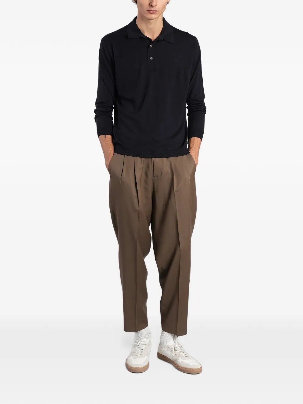 Low Brand K153 long-sleeve polo shirt Zwart