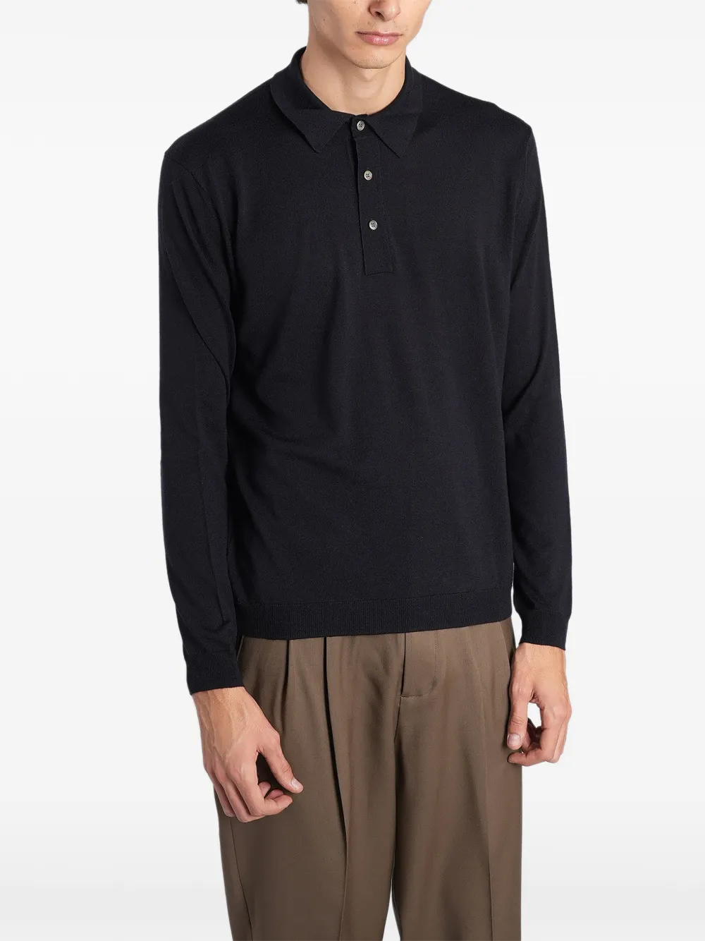 Low Brand K153 long-sleeve polo shirt Zwart