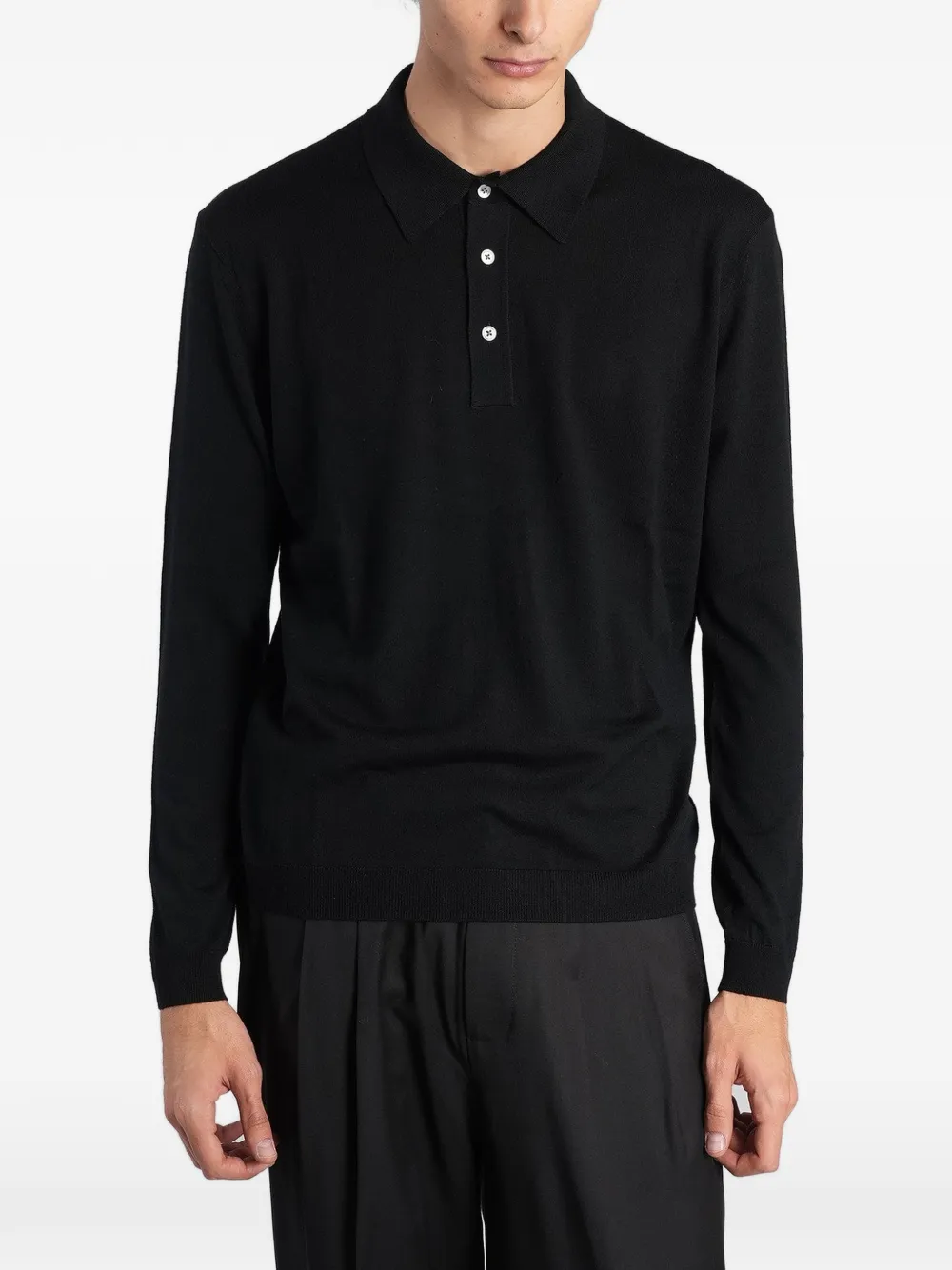 Low Brand K153 long-sleeve polo shirt Zwart