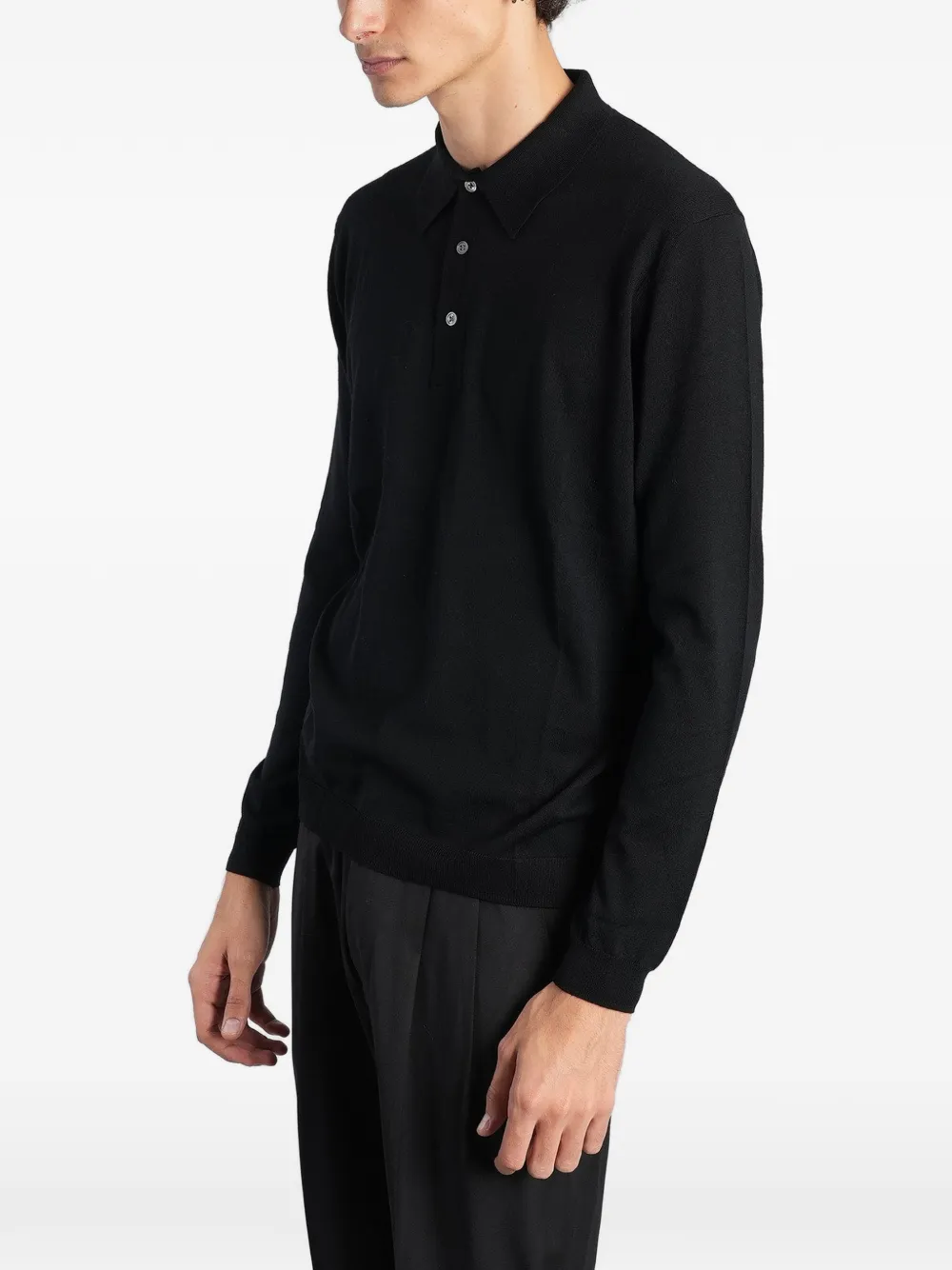 Low Brand K153 long-sleeve polo shirt Zwart