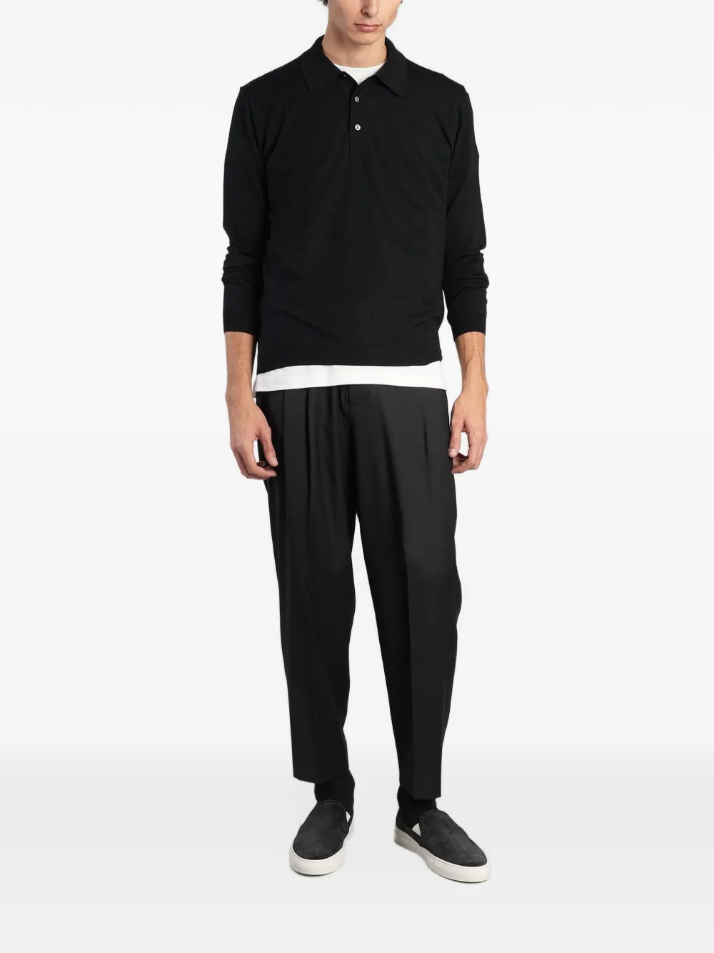 Low Brand K153 long-sleeve polo shirt Zwart