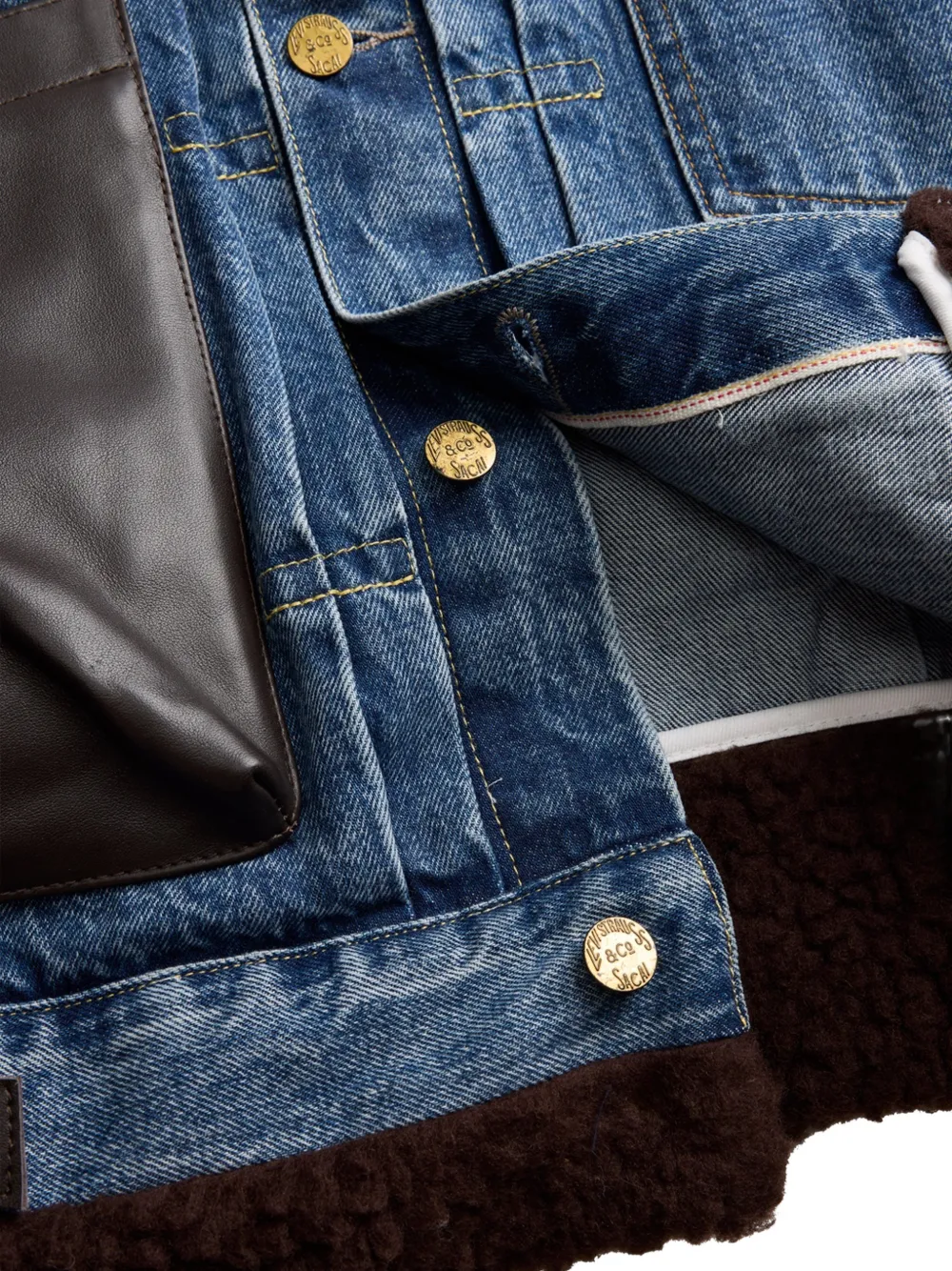 sacai x Levi's layered denim jacket Blauw