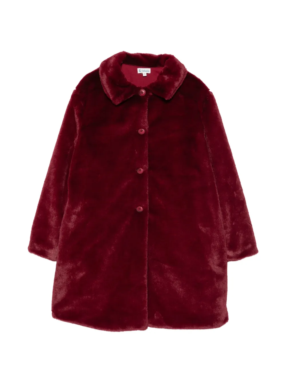 LALALU faux-fur Peter Pan collar coat - Rosso