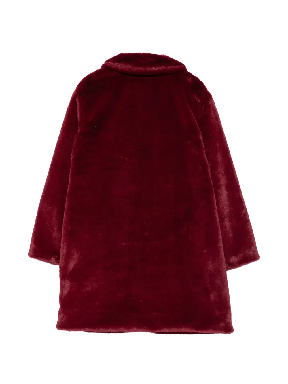 LALALU faux-fur Peter Pan collar coat Rood