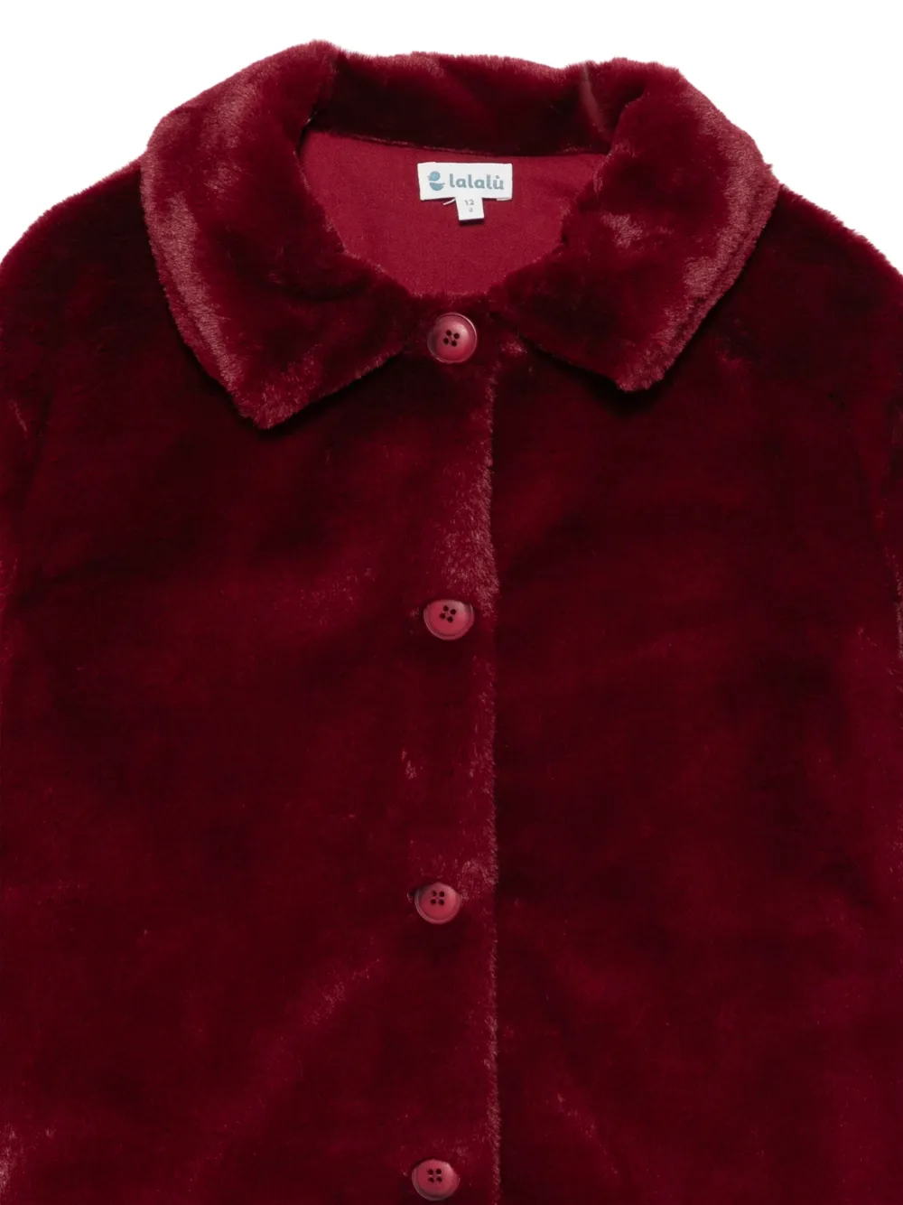 LALALU faux-fur Peter Pan collar coat Rood