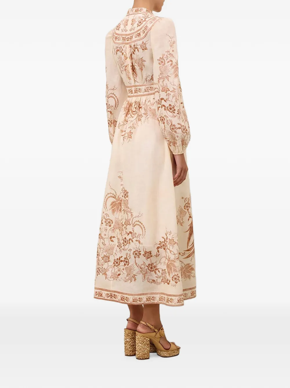 ZIMMERMANN Indra floral-print midi dress Beige