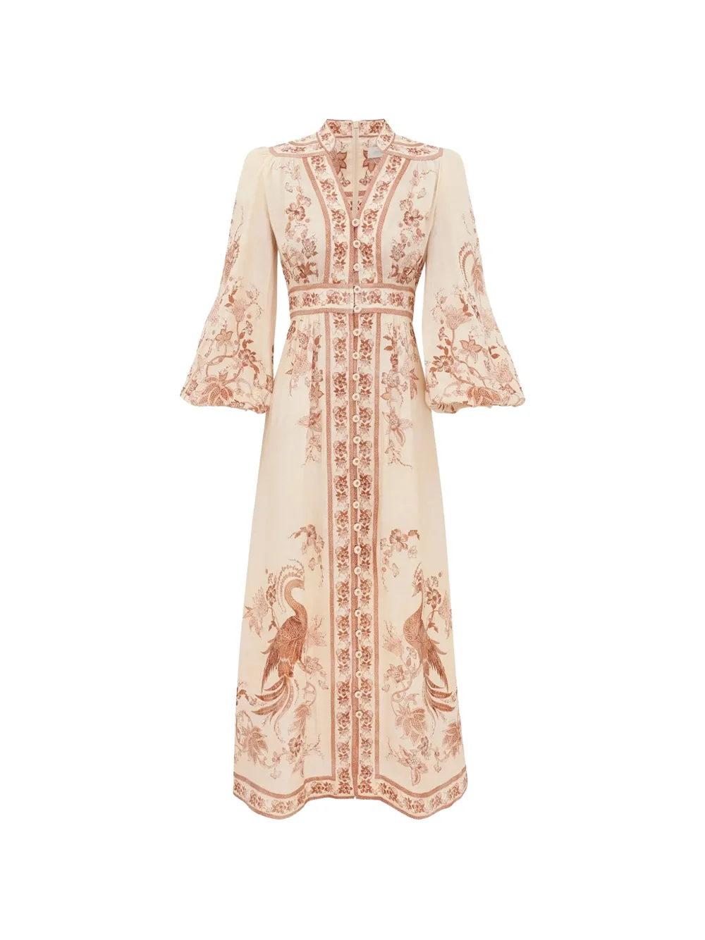 ZIMMERMANN Indra floral-print midi dress | Neutrals | Image 1