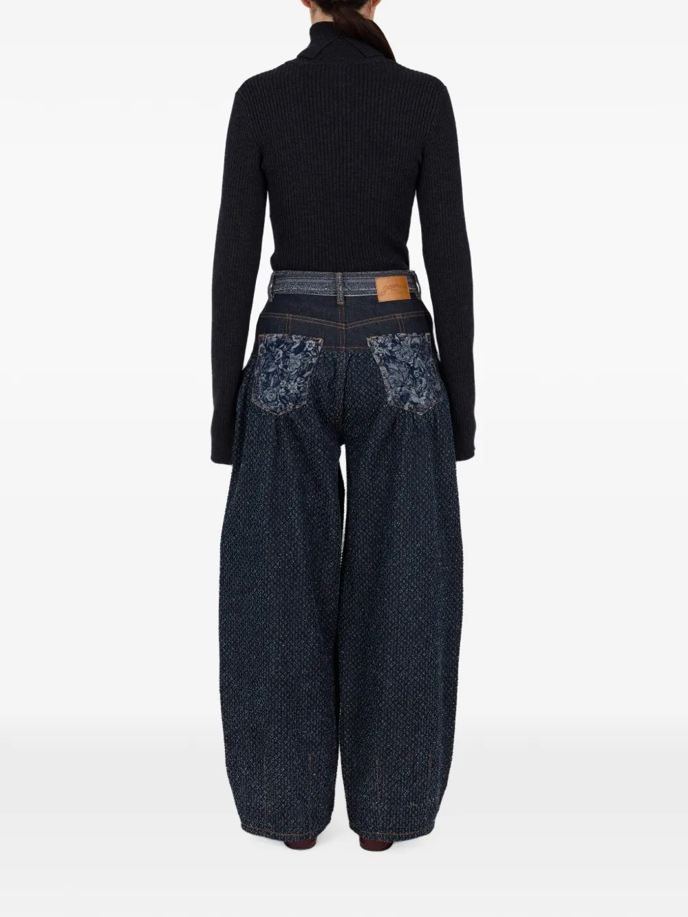 GANNI Jeans met korsetdetail en patchwork Blauw