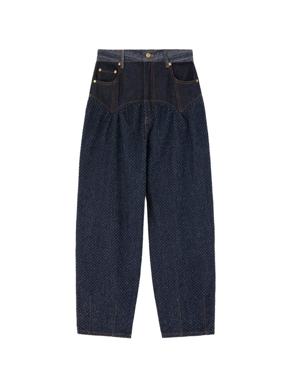GANNI jean corset patchwork - Bleu