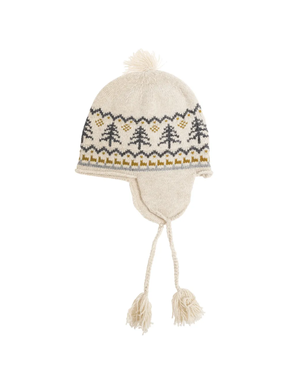 Bonpoint Tinna muts met pompon en patroon Beige