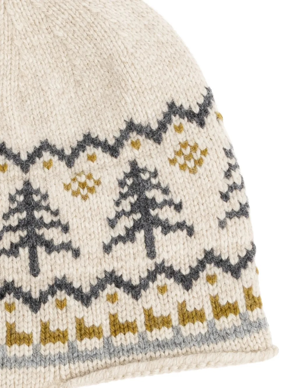 Bonpoint Tinna muts met pompon en patroon Beige
