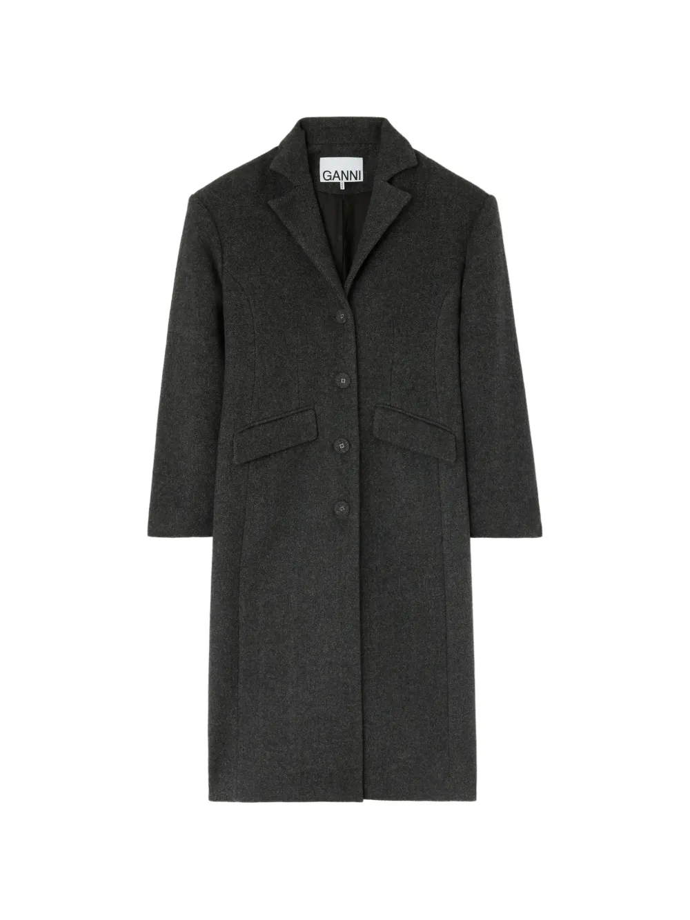 GANNI single-breasted wool coat - Grigio
