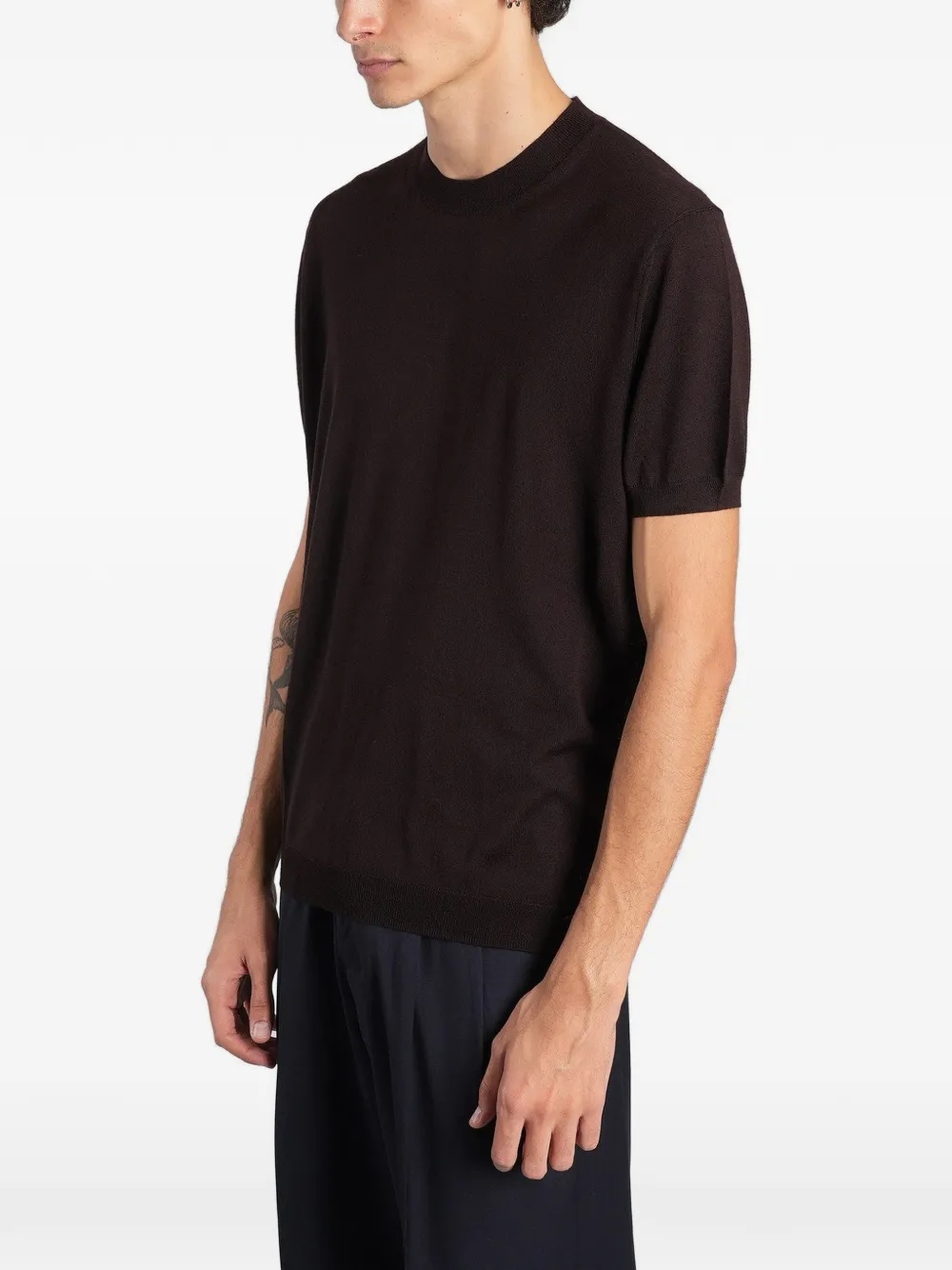 Low Brand K123 fine-knit T-shirt Bruin