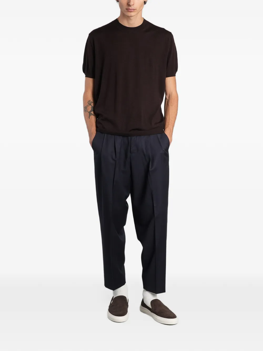 Low Brand K123 fine-knit T-shirt Bruin